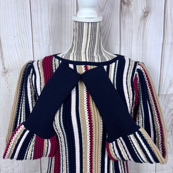 Marie Oliver Knit Sweater Striped Ribbed Cuffs Boat Neck Multi-Color Size Small - Picture 6 of 15